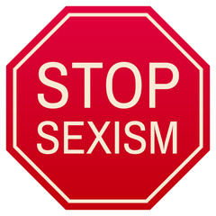 vector stop sexism red symbol, isolated on white background