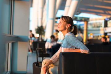 Young female passenger at the airport