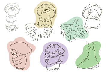 Funny stock illustration. The love story of the mushroom and the