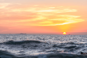 Panele Szklane Podświetlane  Zachód słońca nad morzem