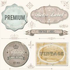 Vintage labels and ornaments 