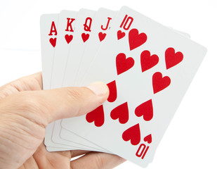 playing cards in hand