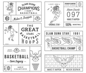basketball labels black on white