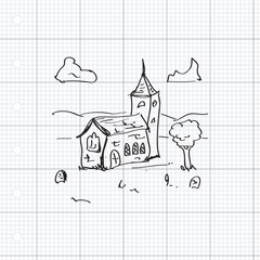 Simple doodle of a church