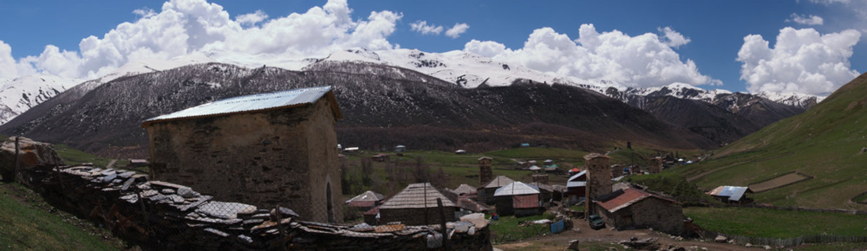 Georgia, Svaneti towers in mountains