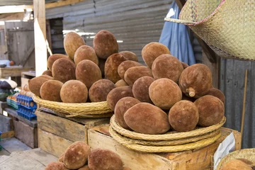 Fototapete Rund Malagasy baobab fruit in a food market © jordieasy