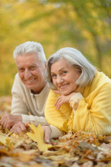 Senior couple in autumn park