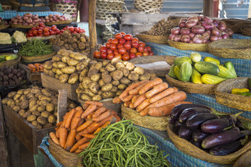 Vegetables and fruits on a Malagasy market