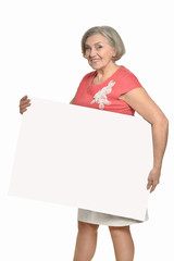 Senior woman with  blank