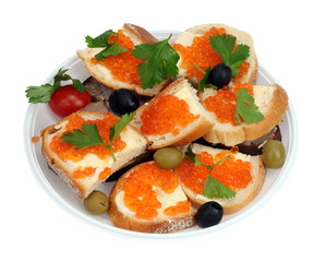 New Year's  sandwiches with caviar