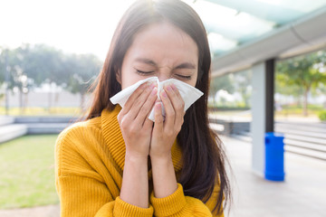 Young Woman runny nose