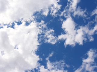 Blue sky with fluffy white clouds in day light