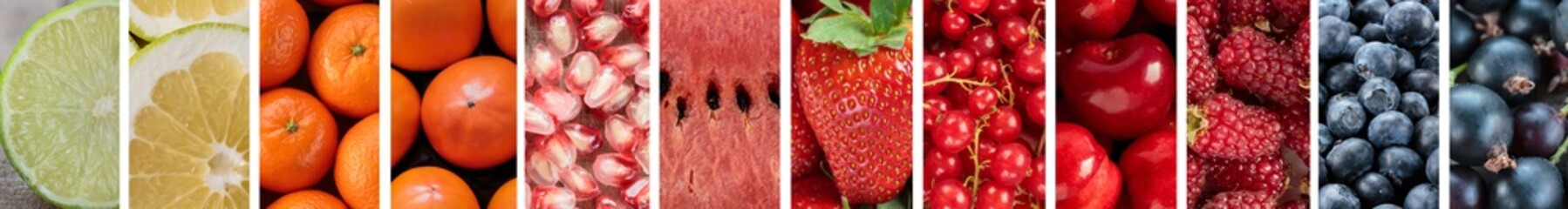 Fresh fruit background collection with different fruits, berries