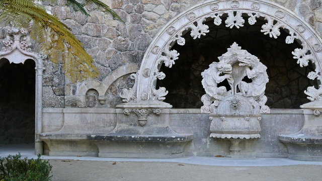 Central pavilion at Portal of the Guardians in Quinta da Regaleira, Sintra, Portugal
