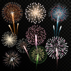 Big set of isolated vector fireworks