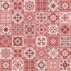Foto auf Acrylglas Wunderschönes nahtloses Muster weiß marsala Farbe marokkanischen, portugiesischen Fliesen, Azulejo, Ornamente. Kann für Tapeten, Musterfüllungen, Webseitenhintergrund, Oberflächenstrukturen verwendet werden. © pgmart
