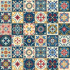 Cercles muraux Tuiles marocaines Magnifique modèle sans couture. Carreaux marocains, portugais, Azulejo, ornements.
