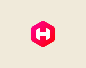 Abstract letter H logo design template. Colorful creative hexagon sign. Universal vector icon.