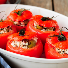 Cheese and Green Olive Stuffed Tomatoes