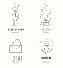 Fototapeta premium Valentine's day logo design template. Graphic elements with hear