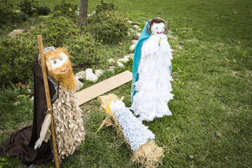Holy family - Traditional Christian Christmas Nativity Scene created by kids