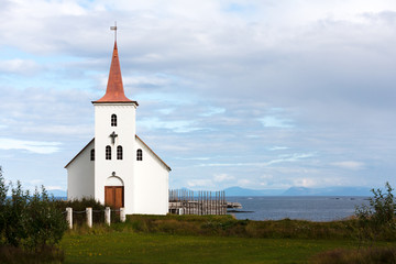 Fototapeta na wymiar Kollafjardarneskirkja, one of the many Icelandic churches.