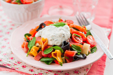 Salmon and Heart Shaped Pasta Salad with Creamy Dressing
