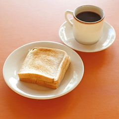 breakfast meal with coffee slice toast