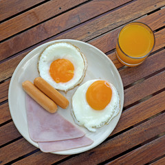 breakfast meal and orange juice