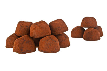 Chocolate truffle isolated on white background