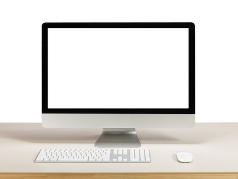 desktop computer with white screen