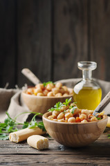 Vegeterian cooked chickpea with tomato and parsley