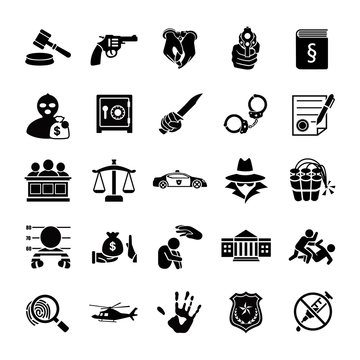 Crimes and Justice vector icons