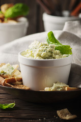 Cheese cream with parmesan and basil