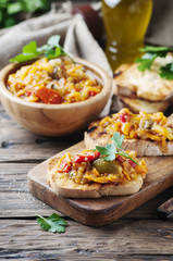 Vegeterian italian bruschetta with vegetables