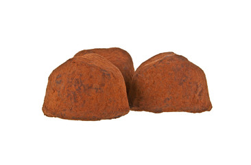Chocolate truffle isolated on white background