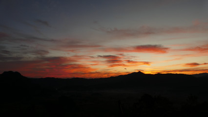 mountain, cloud and sky at dawn