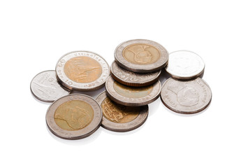 coins thailand on white backround