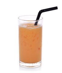  milk ice tea on white background