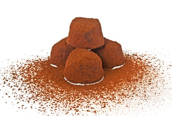 Chocolate truffle isolated on white background