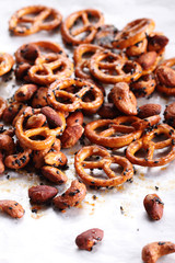 Roasted nuts mix and pretzel