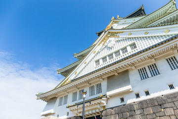 Traditional Osaka castle in Japan