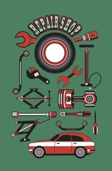 Obraz premium set of tools for repairing cars