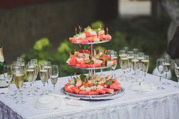tables set for wedding