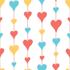 Fototapeta na wymiar Vector seamless background with hand drawn hearts for Valentine day