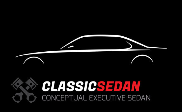 Classic executive sedan car silhouette vector design concept