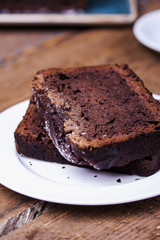 chocolate cake with flour from bird cherry