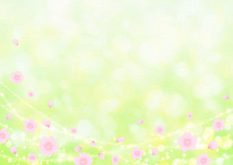 桜舞う背景　緑