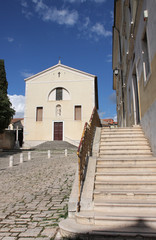 Franciscan monastery on sunny day in Rovinj in Croatia