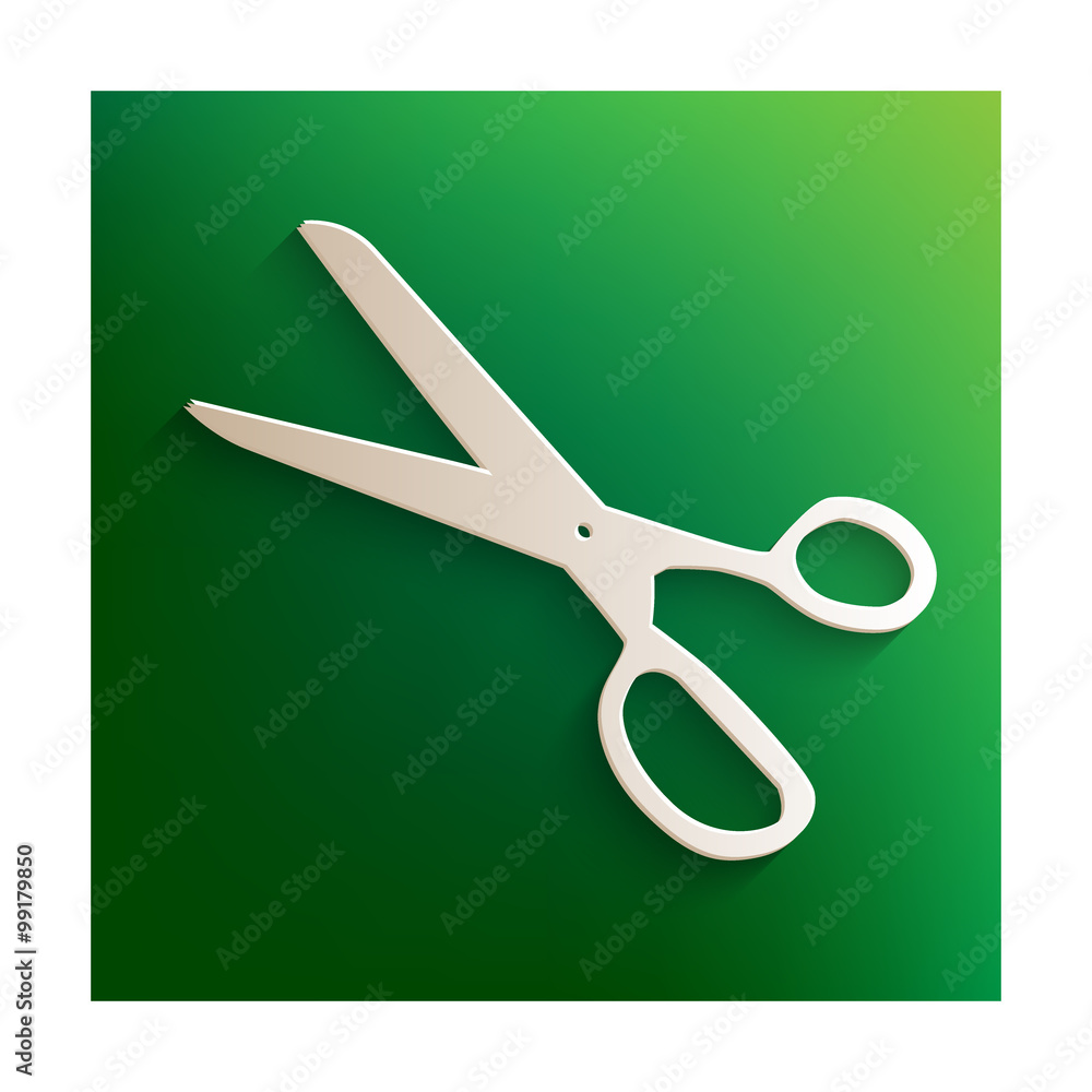 Poster scissors icon with shadow.